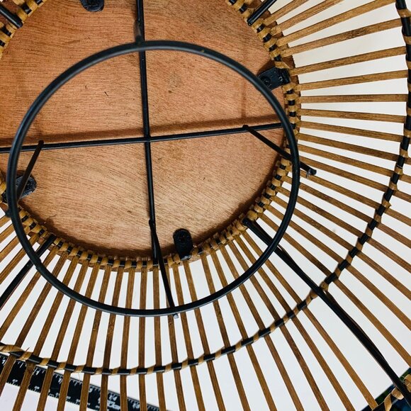 Boho Bamboo Candle Holder Lantern Glass Insert 16" Curved Rustic Home Decor Tabl - Picture 15 of 16